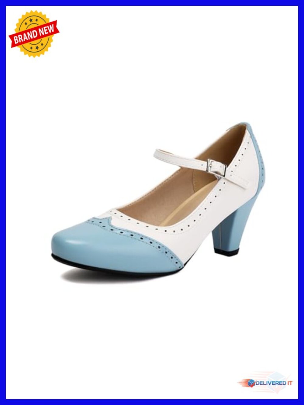 Vintage 1920s Mary Jane Pumps - Block Heel Oxford Pattern Shoes